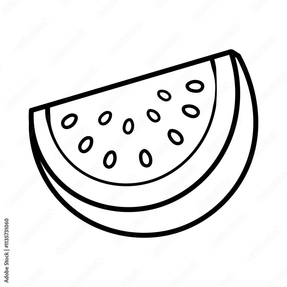 cartoon of sliced watermelon isolated drawing line art style sketch classic vintage design illustration cartoon of sliced watermelon isolated drawing line art style sketch classic vintage design illustration