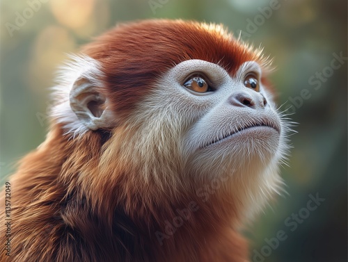 Majestic Golden Snub nosed Monkey, Wild Primate, Close up Wildlife