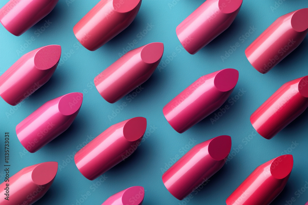 Blue background with vibrant pink and red nail polishes in high contrast, creating a bold and colorful beauty composition. Blue background with vibrant pink and red nail polishes in high contrast, creating a bold and colorful beauty composition.
