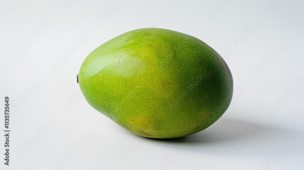 close up of one green mango isolated on white background close up of one green mango isolated on white background