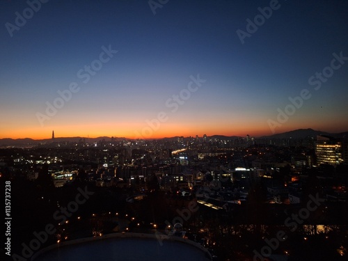 Early morning scenery of Seoul, South Korea, in December