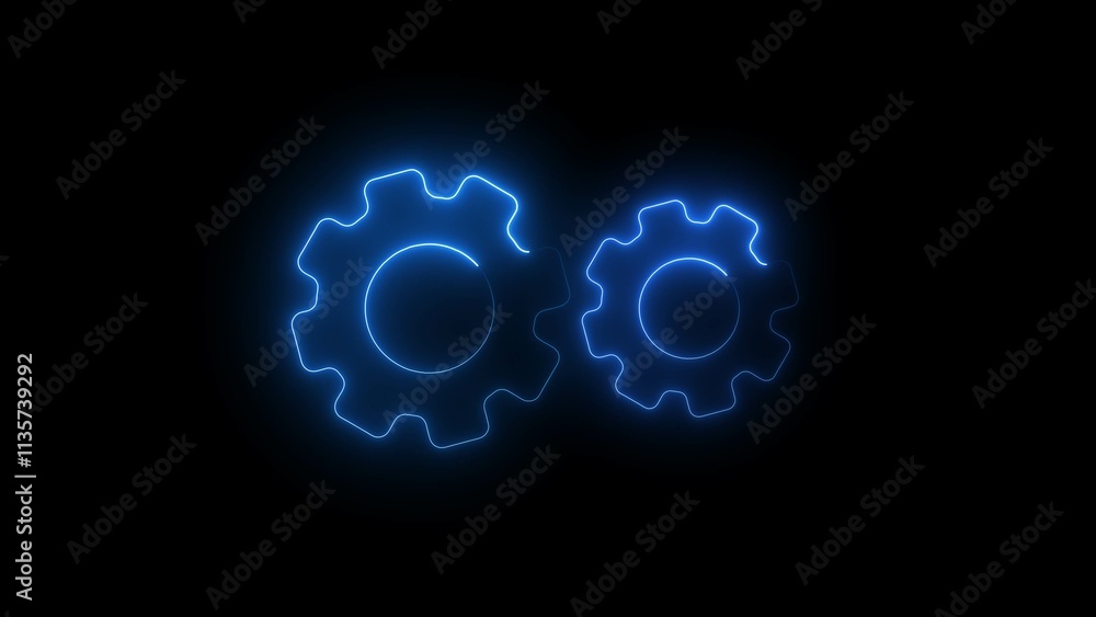 Glowing gear symbol isolated on brick wall background. Business analysis symbol. Vector Illustration. Glowing gear symbol isolated on brick wall background. Business analysis symbol. Vector Illustration.