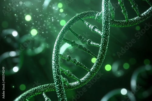 Stunning 3D Render of Green DNA Helix Double Strand