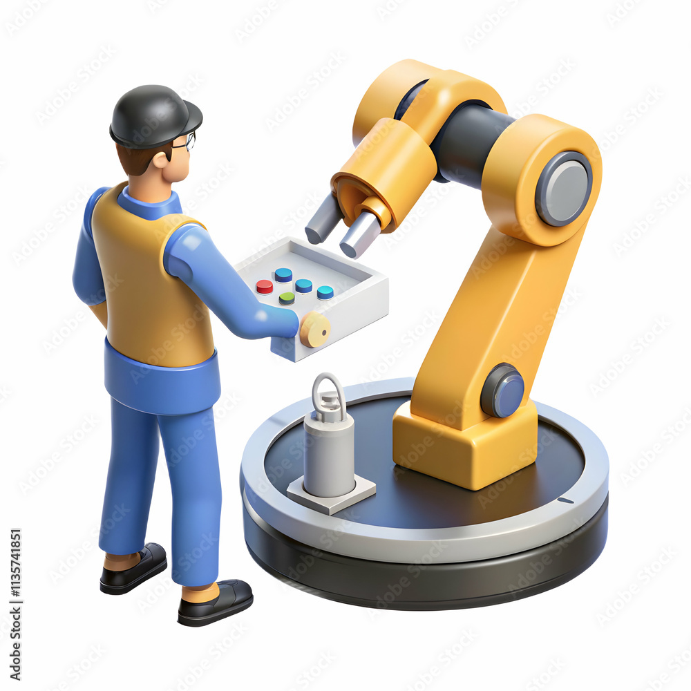 Technician Programming Robotic Arm Digital Interface Automation Precision Copy Space Photo Stock Concept Technician Programming Robotic Arm Digital Interface Automation Precision Copy Space Photo Stock Concept
