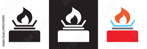 Gas stove icon. Vector illustration. isolated on white and black background. EPS 10