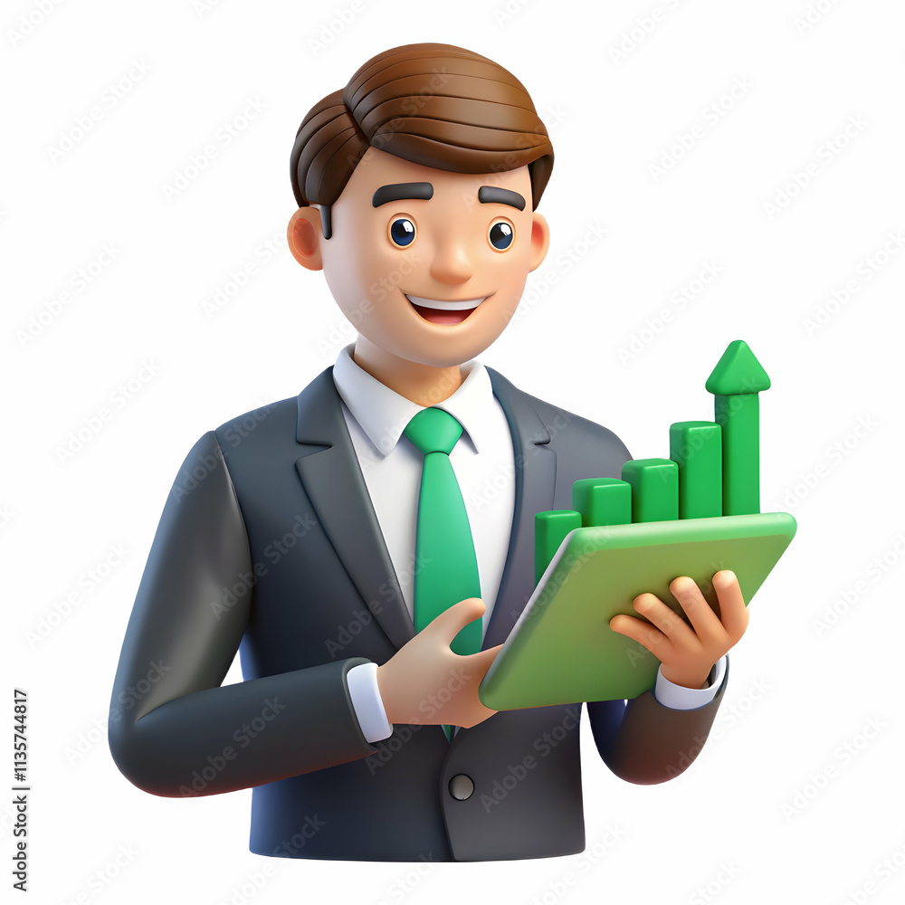 Businessman Analyzing Environmental Data on Tablet, Showcasing Digital Tools for Sustainability and Green Analytics Businessman Analyzing Environmental Data on Tablet, Showcasing Digital Tools for Sustainability and Green Analytics