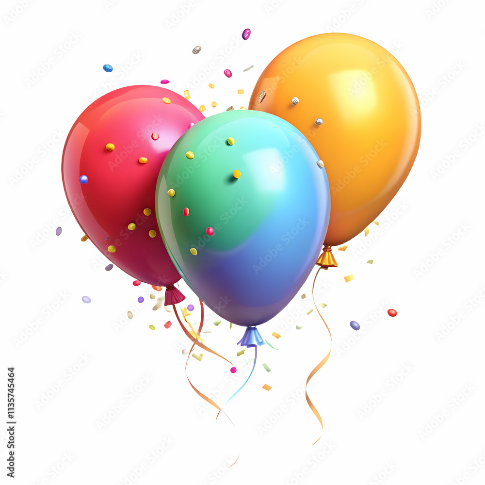 Vibrant Colorful Balloons Confetti Isolated White Background Ideal for Event Celebration Infographics Stock Photo Vibrant Colorful Balloons Confetti Isolated White Background Ideal for Event Celebration Infographics Stock Photo