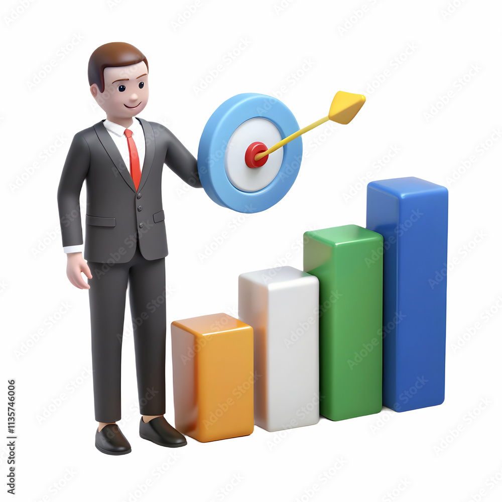 Executive evaluating project performance concept as An executive analyzes the performance of a project aiming for goal achievement in a business setting. The clear background allows space for copy. in Executive evaluating project performance concept as An executive analyzes the performance of a project aiming for goal achievement in a business setting. The clear background allows space for copy. in