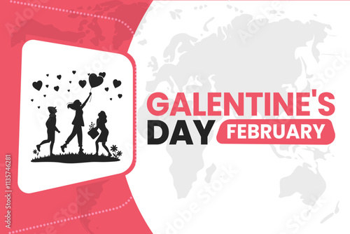 GALENTINE'S DAY Vector Illustration background on February