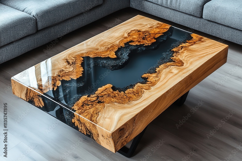 Stunning live-edge wood coffee table with epoxy resin inlay. Perfect for modern home decor, adding a unique focal point. Stunning live-edge wood coffee table with epoxy resin inlay. Perfect for modern home decor, adding a unique focal point.