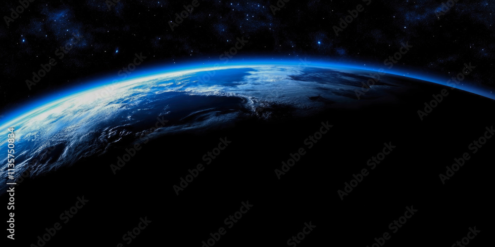 Obraz premium Earth planet viewed from space , 3d render of planet Earth. 