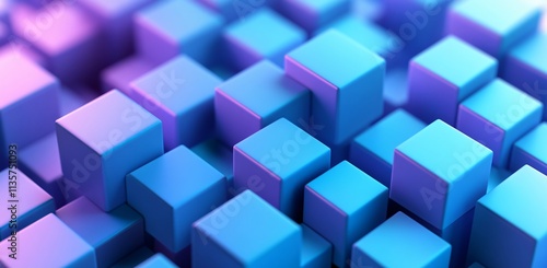 Wallpaper Mural Abstract 3D Cubes Background Purple Blue Gradient Torontodigital.ca
