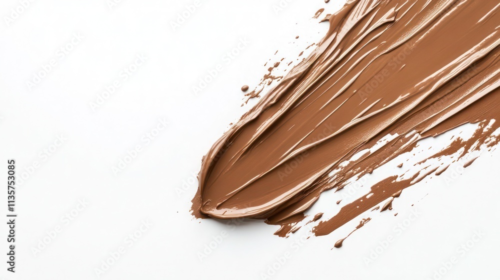 Fototapeta premium Chocolate coffee Mocha Mousse colored paint stroke on the white wall