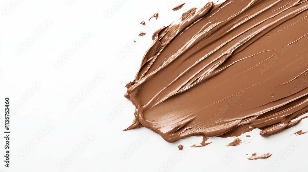 Chocolate coffee Mocha Mousse colored paint stroke on the white wall Chocolate coffee Mocha Mousse colored paint stroke on the white wall