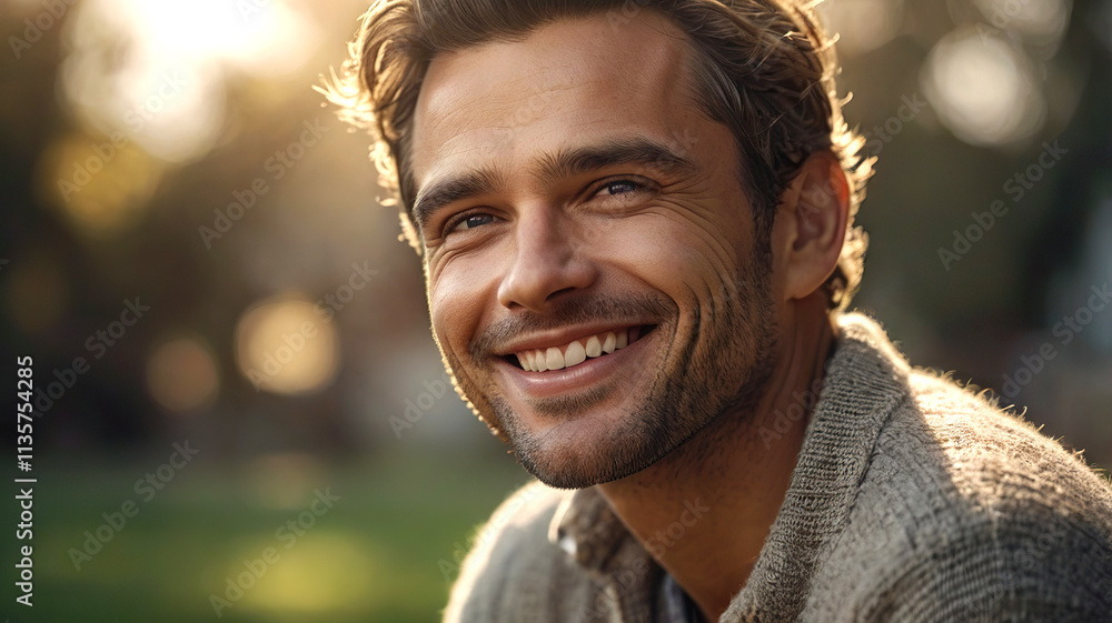 Fototapeta premium Cheerful Man with a Bright Smile Portrait