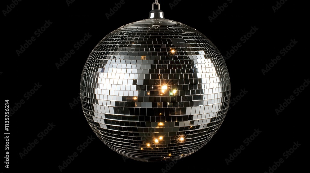 Obraz premium A shiny disco ball reflecting small light fragments.