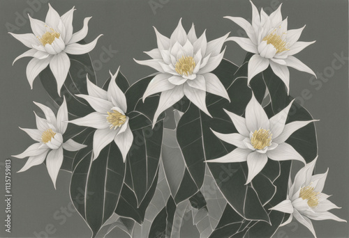 Drawing of night blooming cereus photo