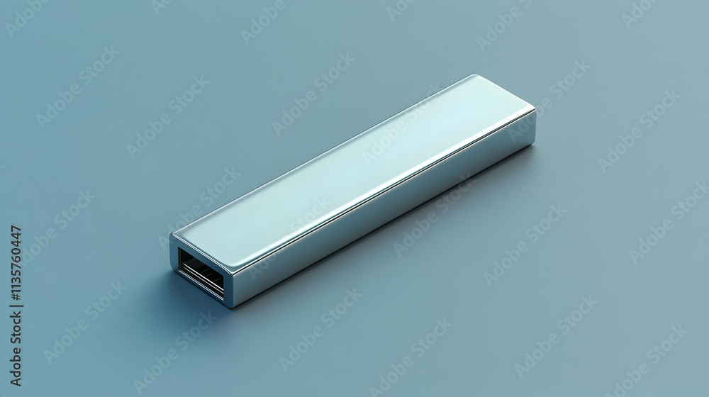 Metallic USB Drive 3D Render Metallic USB Drive 3D Render