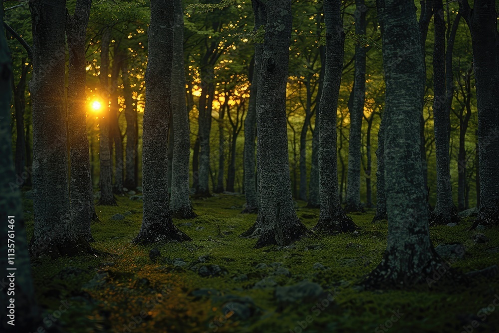 Fototapeta premium Serene forest landscape background