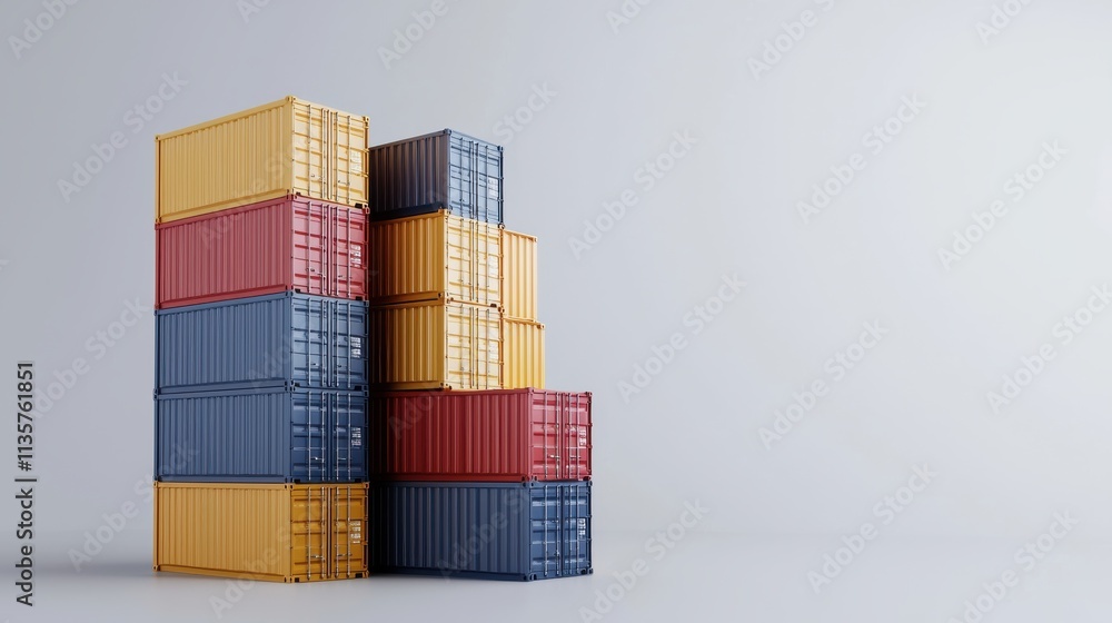 Fototapeta premium a stack of coulorful shipping containers arranged neatly