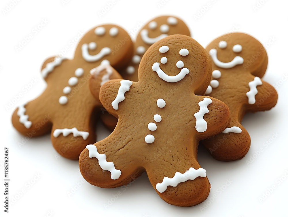 Three smiling gingerbread men cookies together Three smiling gingerbread men cookies together