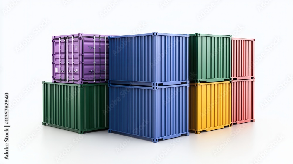 A stack of colorful shipping containers arranged neatly A stack of colorful shipping containers arranged neatly