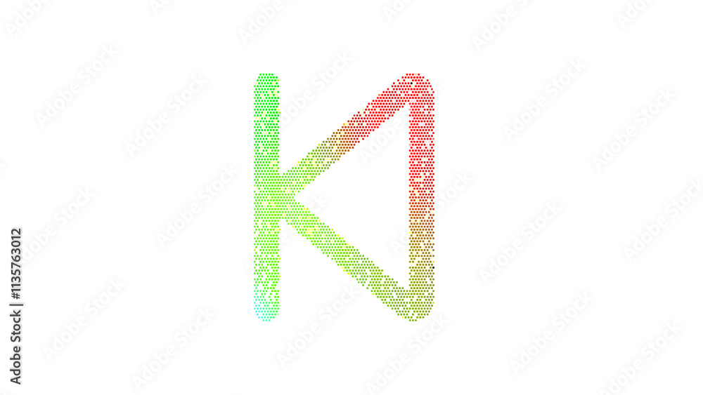 Icon step backward is made up of LED square shapes. There are bright diodes and there are black dead diodes Icon step backward is made up of LED square shapes. There are bright diodes and there are black dead diodes
