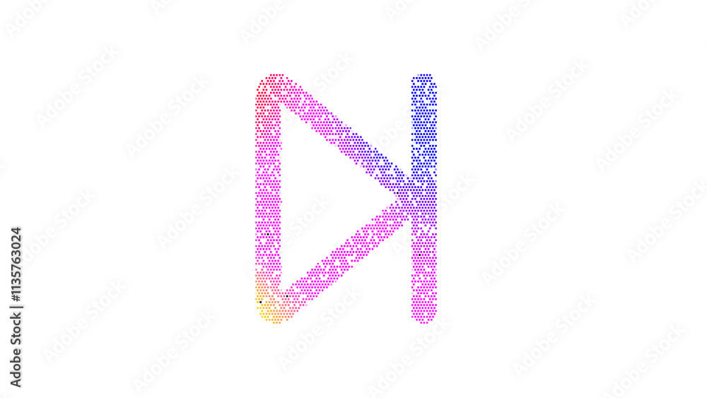 Icon step forward is made up of LED square shapes. There are bright diodes and there are black dead diodes Icon step forward is made up of LED square shapes. There are bright diodes and there are black dead diodes