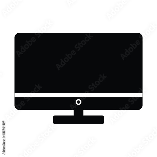 Computer monitor icon. Flat PC symbol. Vector illustration.