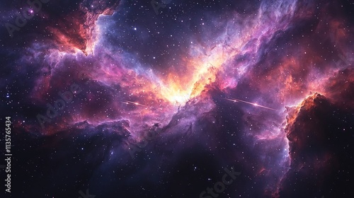 Captivating Cosmic Nebula with Vibrant Violet and Cyan Hues Blending Across the Vast Universe