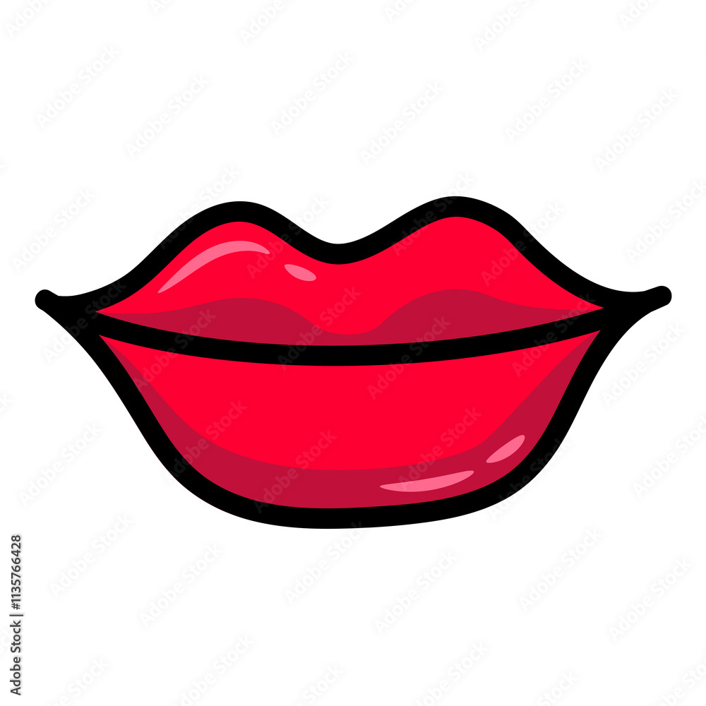 Colored Woman's Glossy Red Lips Colored Woman's Glossy Red Lips