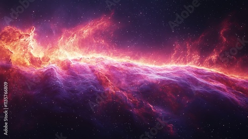 Vibrant Cosmic Nebula Flowing Across the Starry Night Sky Symbolizing the Vastness of the Galaxy