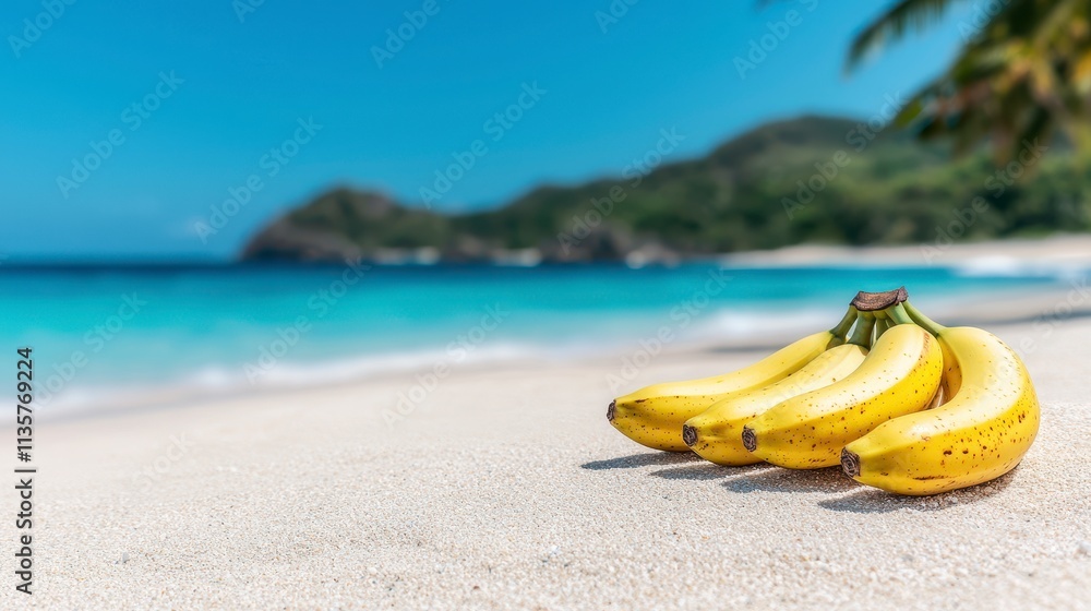 Tropical Beach Relaxation Bananas on White Sand Tropical Beach Relaxation Bananas on White Sand