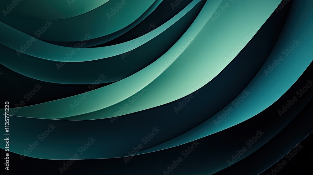 Abstract teal and dark green swirling curves. Abstract teal and dark green swirling curves.