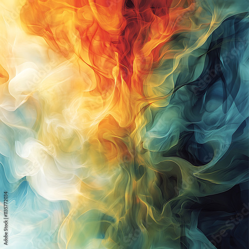 Abstract Painting Inspired by Nature Showcasing Vibrant Colors and Fluid Forms, Captured in High Definition with Whimsical Swirls and Ethereal Effects