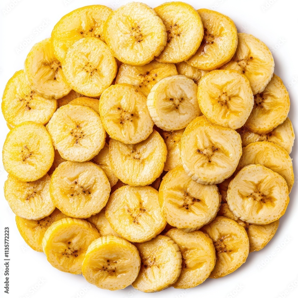 Dehydrated Banana Slices Arranged in Circular Pattern Dehydrated Banana Slices Arranged in Circular Pattern