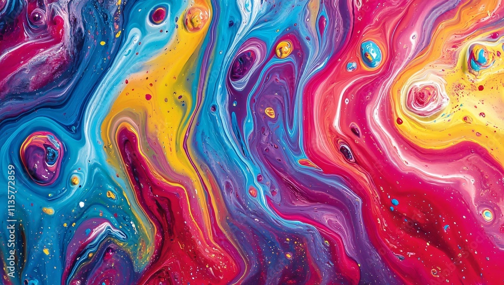Vibrant Abstract Fluid Art Painting Colorful Swirls Vibrant Abstract Fluid Art Painting Colorful Swirls