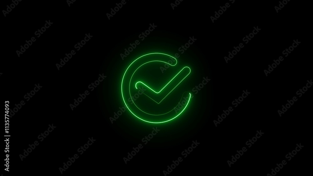 glowing neon check mark icon animation. ok ,done,. positive symbol tick mark icon 4K glowing neon check mark icon animation. ok ,done,. positive symbol tick mark icon 4K