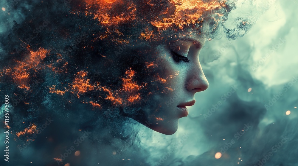 Fiery Soul: A Surreal Portrait of Inner Strength Fiery Soul: A Surreal Portrait of Inner Strength