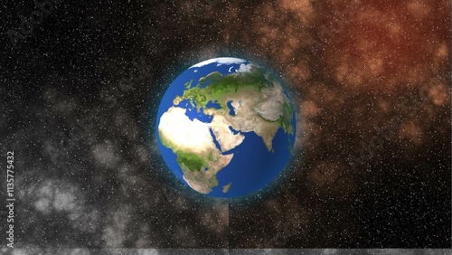 Earth and stars field in the galaxy illustration astronomy graphic design background.   Elements of this image furnished by NASA