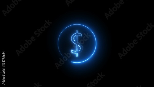 Dollar neon coin 3d, modern design on a dark background. The concept of technology,   Casino gambling. Vector Illustration