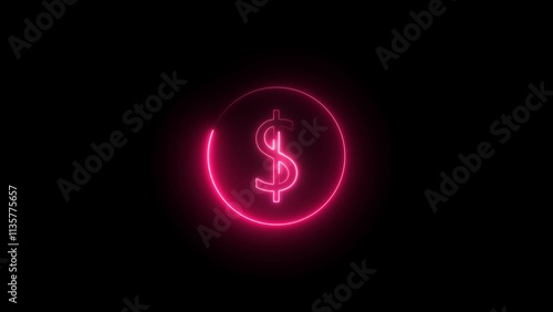 Dollar neon coin 3d, modern design on a dark background. The concept of technology,   Casino gambling. Vector Illustration