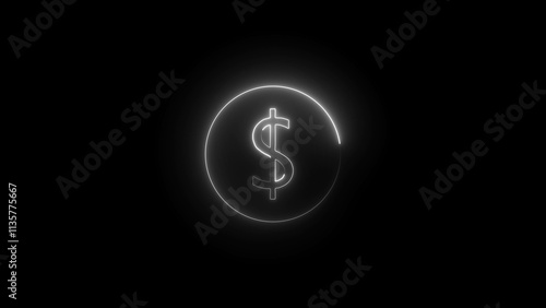 Dollar neon coin 3d, modern design on a dark background. The concept of technology,   Casino gambling. Vector Illustration