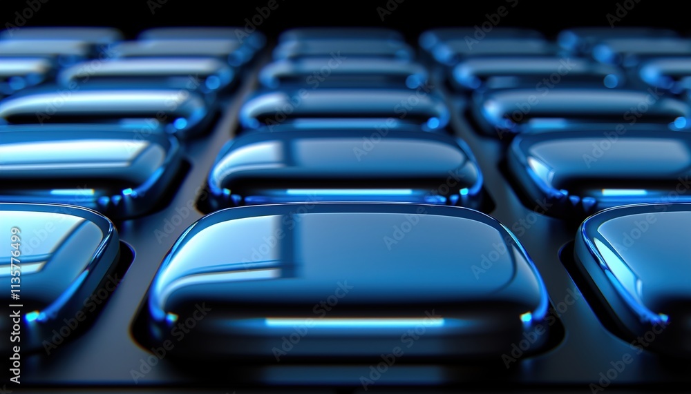 Fototapeta premium Abstract blue glowing geometric lines on dark