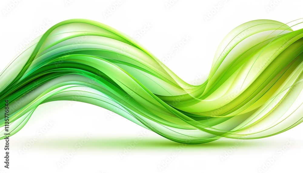 Abstract bright green wave lines on white Abstract bright green wave lines on white