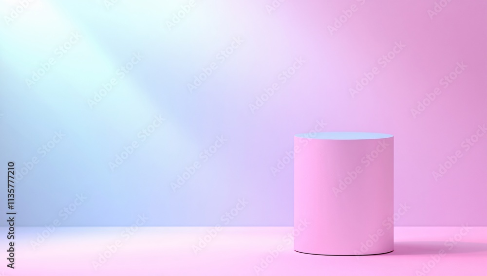 Pastel Pink Cylinder Product Display Stand Minimalist Background Pastel Pink Cylinder Product Display Stand Minimalist Background