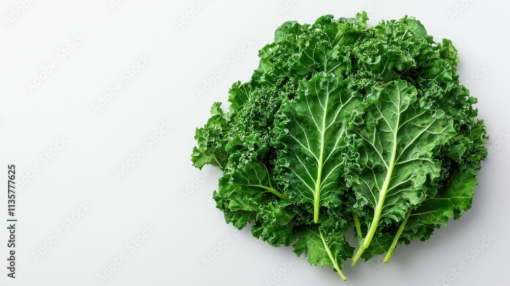 Obraz premium brain-boosting food concept. Fresh kale leaves on a light background.