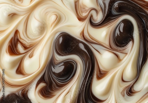 Swirled Chocolate and Vanilla Cream Abstract Texture