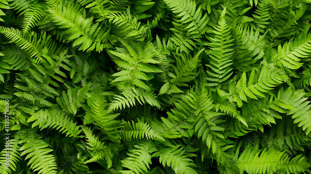 Lush green ferns creating a vibrant natural tapestry in a shaded woodland area Lush green ferns creating a vibrant natural tapestry in a shaded woodland area