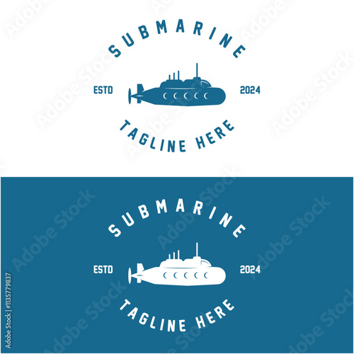 submarine logo vector illustration design. logo suitable for underwater tourism, restaurants, military and brand company